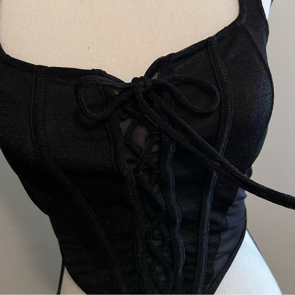 Velvet crop corset top